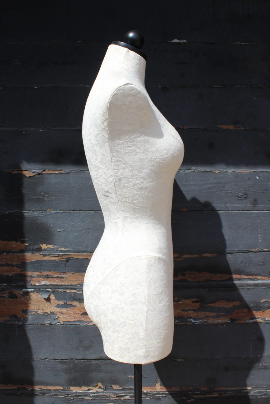 White Upholstered Dress Form On Wrought Iron Stand EBTH